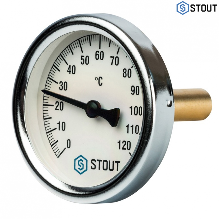 Термометр биметалический аксиальный 120°С 1/2" DN63 STOUT