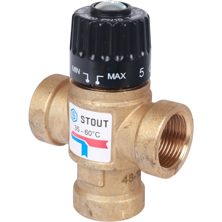 Термостатический смесительный клапан  3/4" ВР 35-60°С для отопления и ГВС STOUT