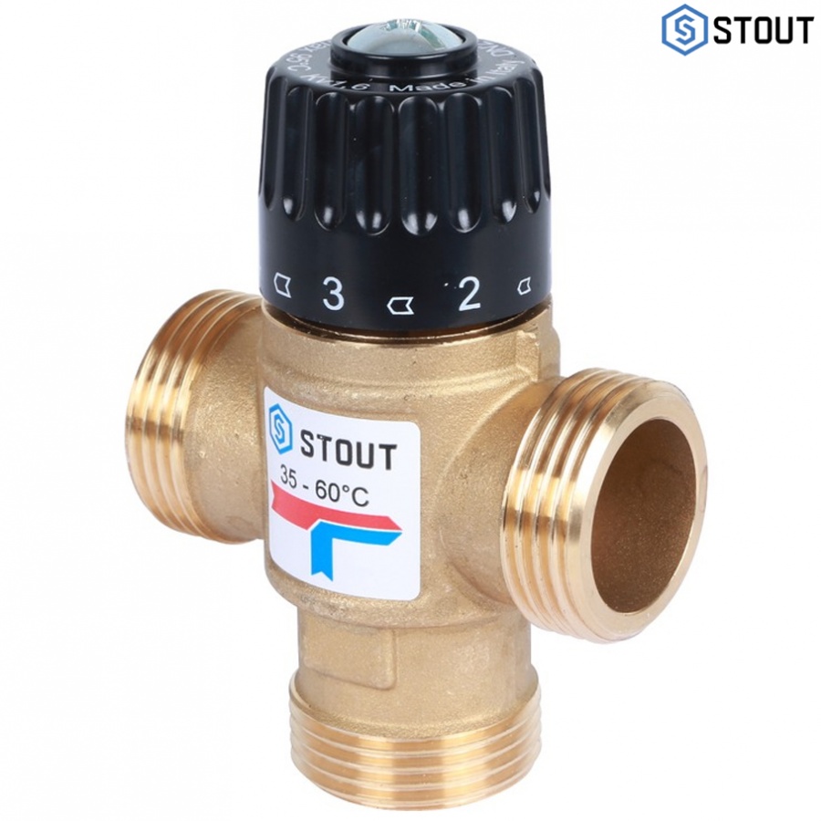 Термостатический смесительный клапан 1" НР 35-60°С для отопления и ГВС STOUT